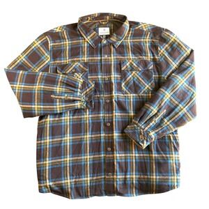 Mens 4XT Plaid Flannel Shirt Jacket Button Up Long Sleeve‎ Brown Blue Lined